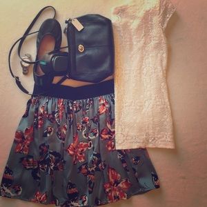 Blue/coral skater skirt