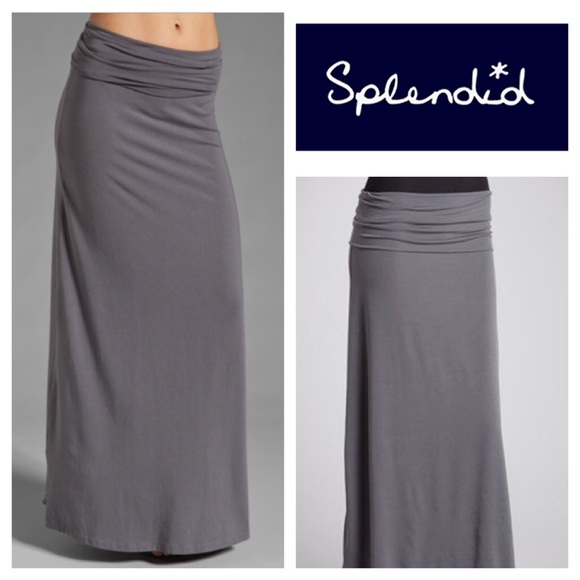 Splendid Dresses & Skirts - Splendid Foldover Waist Grey Maxi Skirt