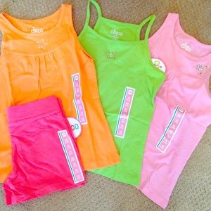 4 pieces girls summer tops & shorts size 7/8 NWT