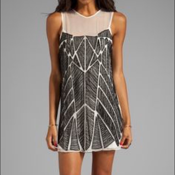 Parker White & Black Beading/Sequins Dress