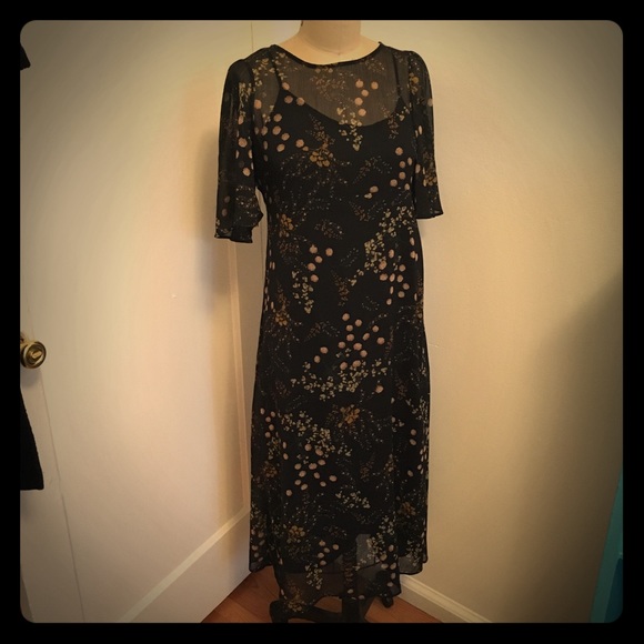 Zara Chiffon Printed Maxi Dress