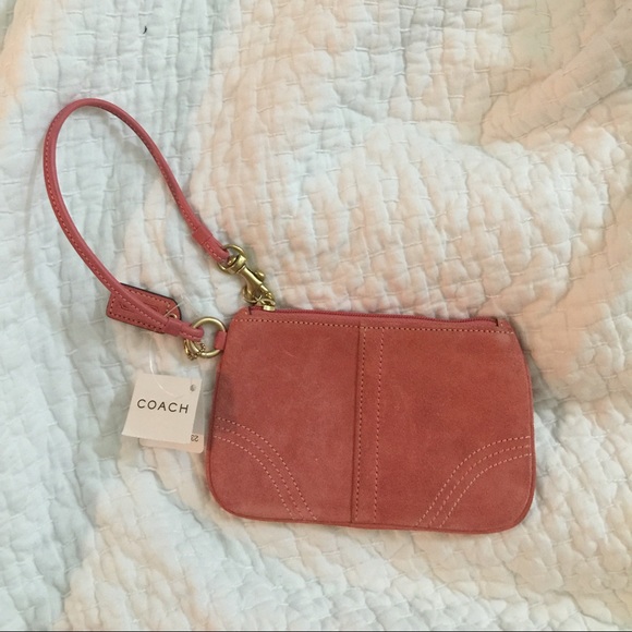 Light Pink Suede COACH Wristlet