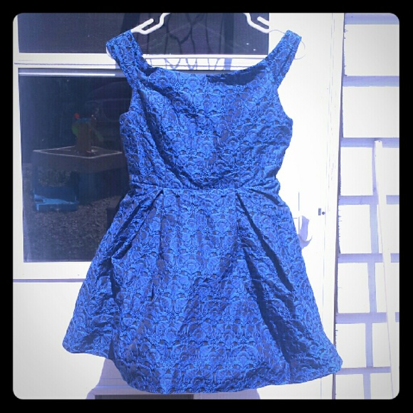 Blue and black textured dress