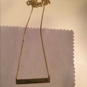 Gold plated flat horizontal bar necklace 16"