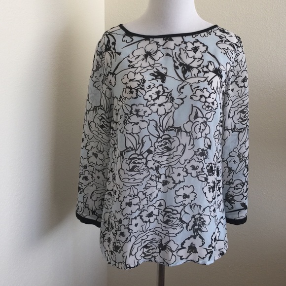 Loft Sheer Aqua Floral Top