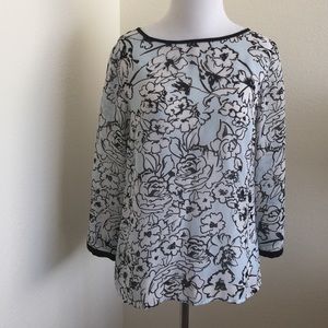 Loft Sheer Aqua Floral Top