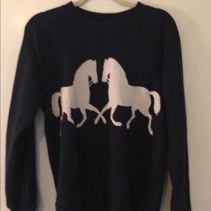 Medium J Crew Navy Horse Sweater