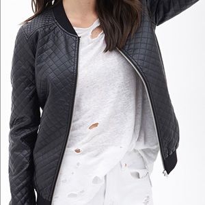 Forever 21 Quilted Leather Bomber Jacket