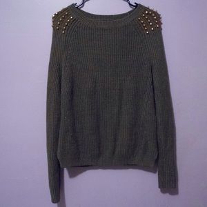 Forest Green Studded Sweater