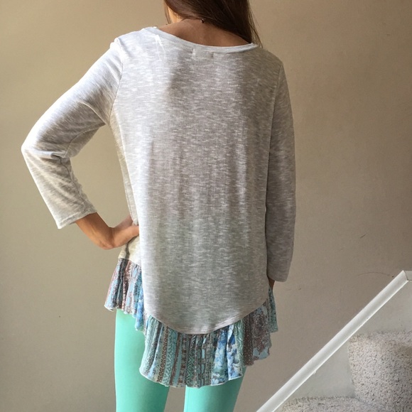 Patchwork Ruffle Hem Pastel Top - Picture 2 of 4