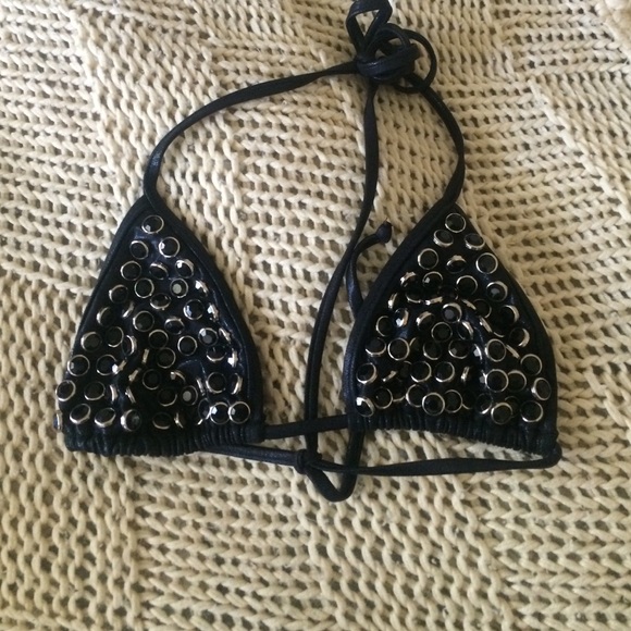 Studded/leather bikini or bra top
