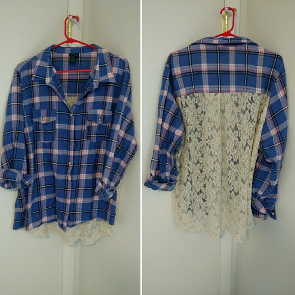 Plus size plaid with lace back