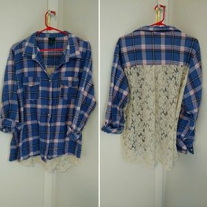 Plus size plaid with lace back