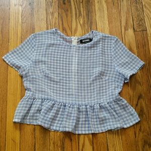 Missguided Gingham Babydoll Blouse