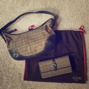 Brown medium coach bag with wallet