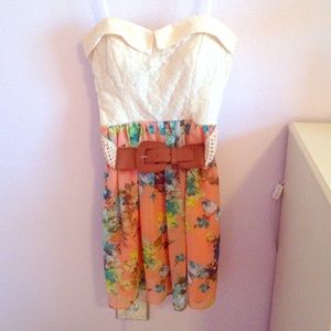 Floral Strapless Dress