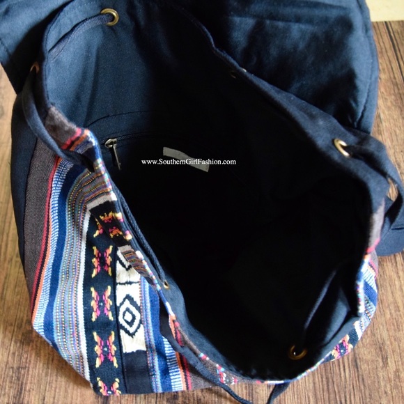 TRIBAL BACKPACK Embroidered Patchwork Book Bag - Picture 3 of 4