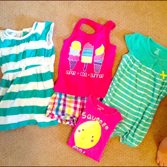 Lot of 3 summer girl 24mo clothes dress romper top