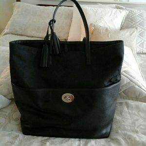 Black coach tote, handbag, computer bag