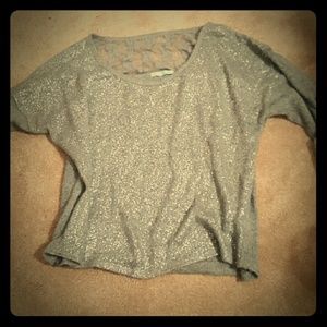 Maurices 3/4 sleeve grey sparkly sweater