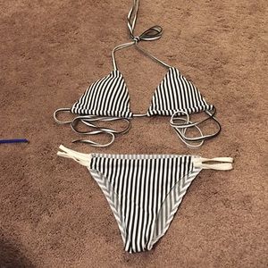 Black And White Striped Bikini