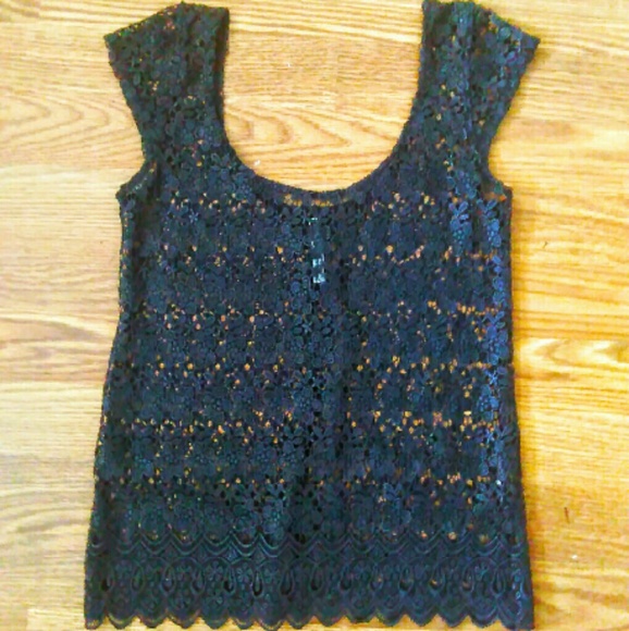 Sexy black crochet top