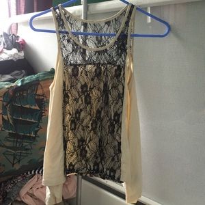 Lace black and ivory tank top