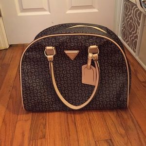 GUESS Logo Brown Dome Travel Tote Brand New