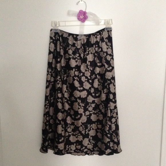 Black and Grey Benetton Silk Skirt