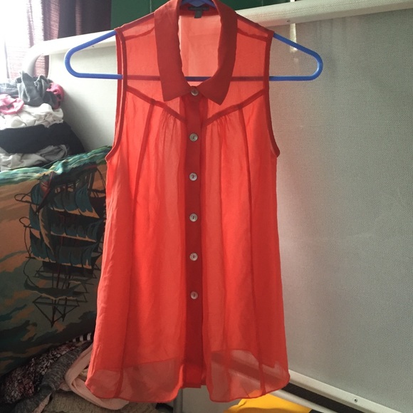 Orange button down tank top