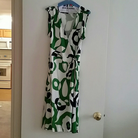 Banana Republic Navy and Green Wrap around Dress