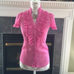 MAX rave xs pleated short sleeve button down shirt