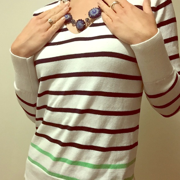 GAP sweater w/ navy & lime stripe detail 💚 - Picture 1 of 2