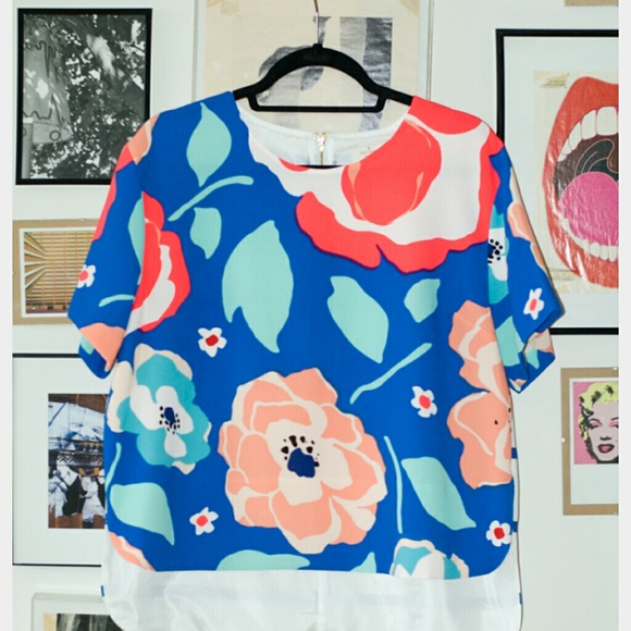 Brand New Kate Spade Multi Floral Ramona Top