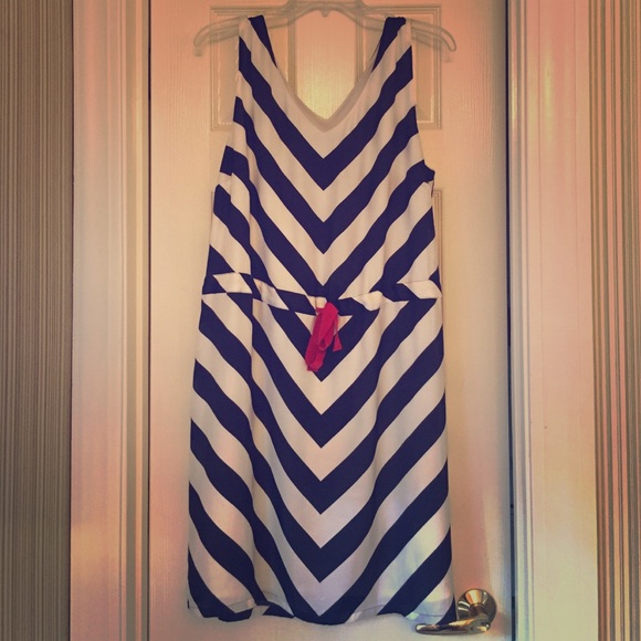 Navy Blue & White Chevron Tommy Hilfiger Dress