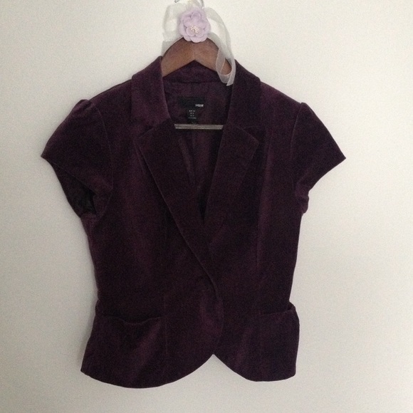 Purple Velvet Short Sleeved Suit Coat