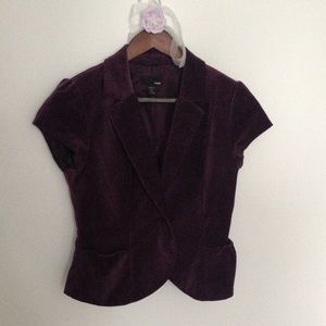 Purple Velvet Short Sleeved Suit Coat