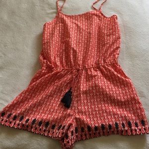 Red Patterned Romper
