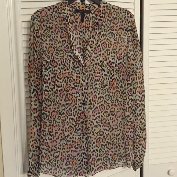 Pastel cheetah sheer BCBG blouse