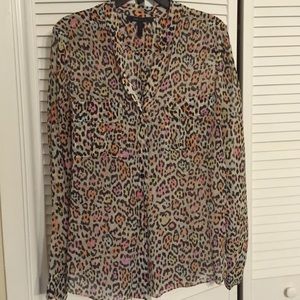 Pastel cheetah sheer BCBG blouse