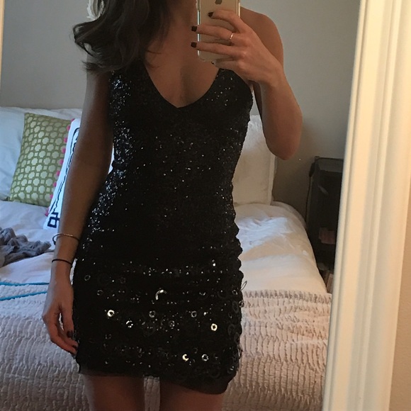 bebe Dresses & Skirts - Bebe Black Sequin Mini Dress