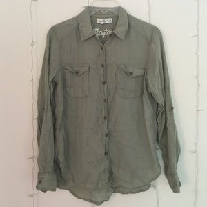 Olive Green Button-Up Shirt