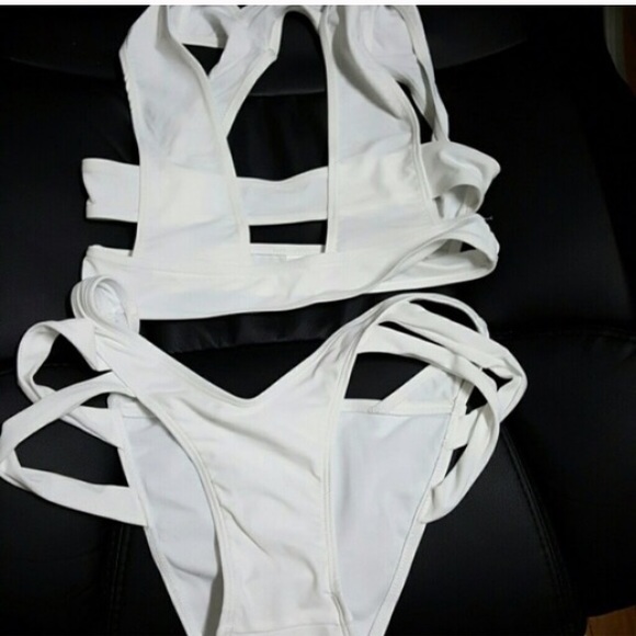 New Strappy Women Push Up Bikini Set White - Picture 5 of 7