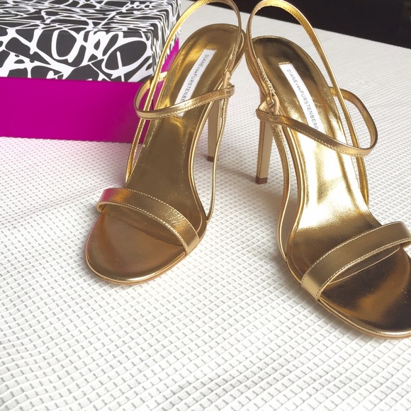 Flash sale! DVF Lilla strappy gold sandals