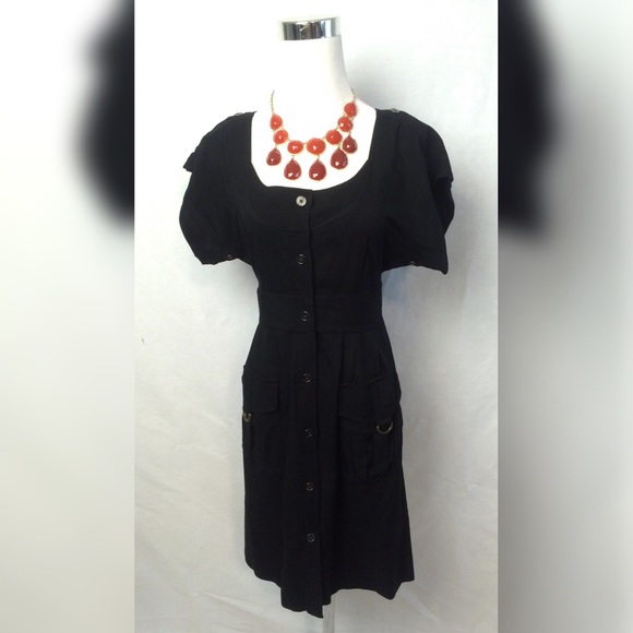 Anthropologie Dresses & Skirts - Anthropologie Maeve black button down cargo dress
