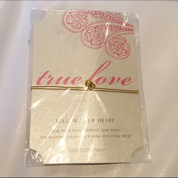 NWT Two's Company Gold Heart Love Wish Necklace