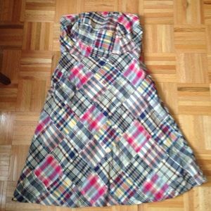 Plaid strapless summer dress
