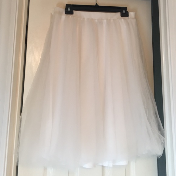 White Tulle Full Midi Skirt