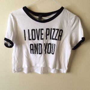 tumblr ringer tee "I love pizza and you"
