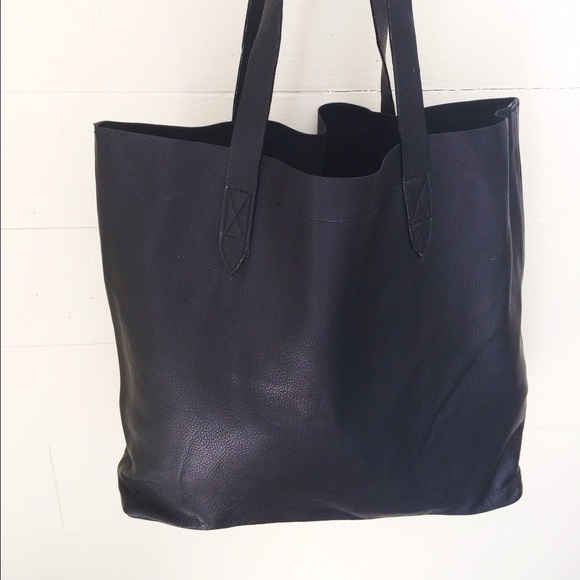/SOLD OUT/Genuine Leather Black Tote - Picture 4 of 4